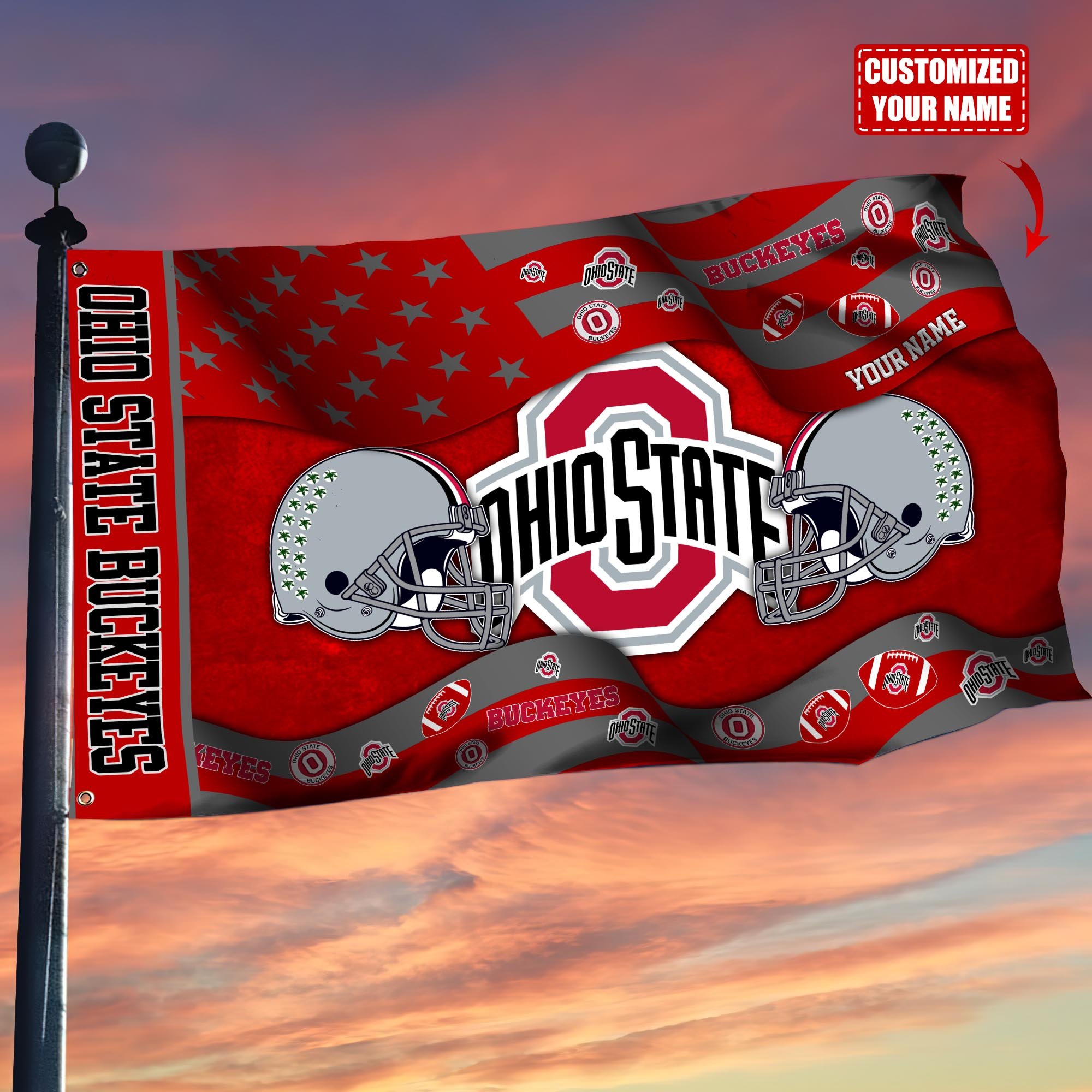 Ohio State Buckeyes Custom Flag3x5ft, Let Your Flag Fly TT59114